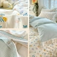 thumbnail image 3 of Floral Blanco Azul Ruffles 100% Algodón 3Pc Juego de Cama, 3 of 3