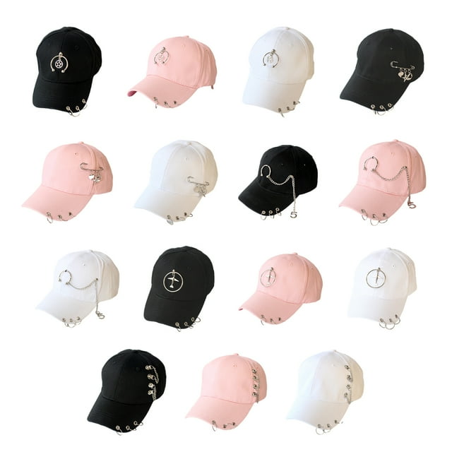 mmirethe Classic Baseball Hat With Ring Decor Adding Touch Of Style To Outfits Casual Chain Pink 1Set