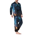 thumbnail image 2 of Lsque Cool Blue Light Wolf Pattern Long Sleeve Pajama Set for Men - Soft 2-Piece Sleepwear and Loungewear Set with Pockets, Comfy Nightwear-X-Large, 2 of 7