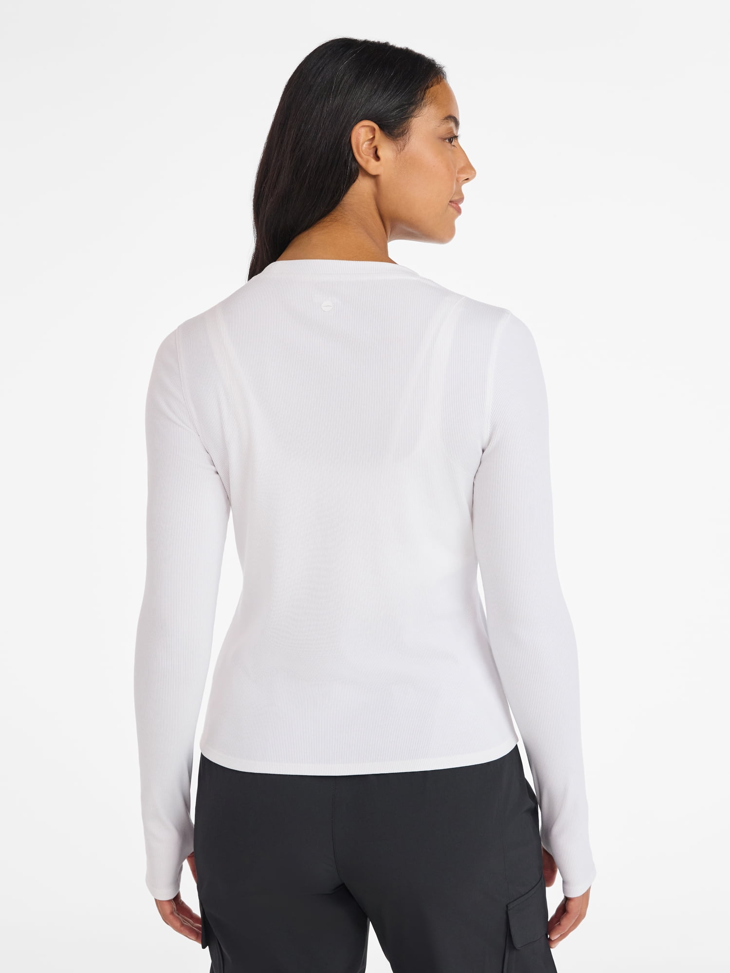 Avia Women's and Women's Plus Rib Seamed Long Sleeve Tee, Sizes XS-4X