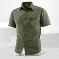 thumbnail image 2 of FRSASU Mens Vintage Shirts for Summer Outdoor Quick Dry Tees Button Down Shirt Short Sleeve Tshirt Stretchy T-shirts Army Green-A, 2 of 9