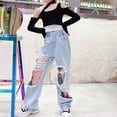 thumbnail image 4 of Qarigey El dril de algodón de las muchachas de moda jadea los tamaños múltiples disponibles cómodos llevar los vaqueros rasgados de las Prendas para la parte inferior del cuerpo TYPE1, 4 of 6