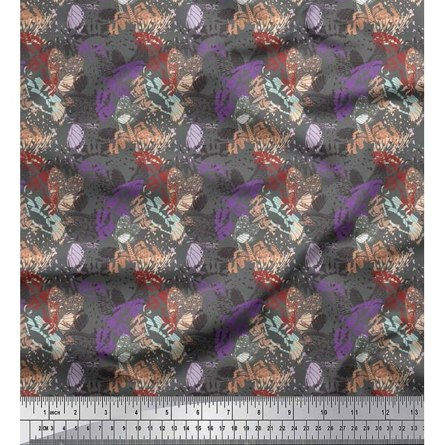 Soimoi Tissu de Popeline de Coton Violet Tissu Imprimé Insecte et Texture par Yard 56 Pouces de Large