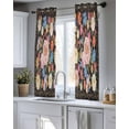 thumbnail image 5 of Boho Pink Flower Sheer Curtains 39 Inch Length 2 Panels Set for Living Room/Bedroom, Spring Watercolor Country Floral Plant Kitchen Curtains Grommet Semi-Sheer Curtains Window Treatments 27.5"x39"x2, 5 of 7
