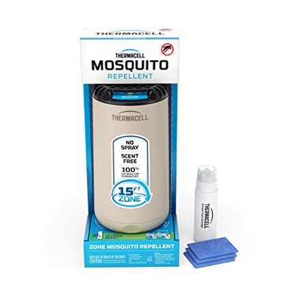 Thermacell Patio Shield Mosquito Repeller  Includes 12-Hour Refill  Highly Effective Mosquito Repellent for Patio Deet Free Bug Spray Alternative Scent Free No Candles or Flames.