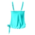 thumbnail image 4 of Womens Swimsuits Solid Color Strappy Camisole Tops And Shorts Set Split Two Piece Tankini Swimsuits For Women Swimwears Sportwear,Blue,M, 4 of 5