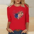 thumbnail image 2 of SYMOID Womens Red 4th of July Shirt Heart American Flag 3/4 Sleeve Crew Neck Patriotic Top,Size 3XL, 2 of 5