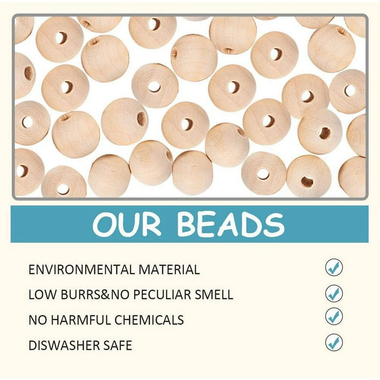 100 Pcs Natural Wooden Beads for Braids and Jewelry