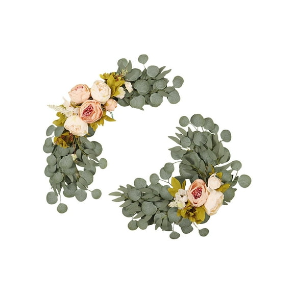 2Pcs Wedding Arch Decorations Flowers Artificial Flower Swag Handmade Garlands Floral for Party Welcome Ceremony Sign Arch Wedding Decor Champagne