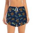 thumbnail image 2 of Pofeuu Sea Turtles Swimming Print Women's Athletic Shorts Running Workout Shorts Tummy Control Quick Dry Gym Shorts with Pockets Double layer sports shorts-Small, 2 of 7