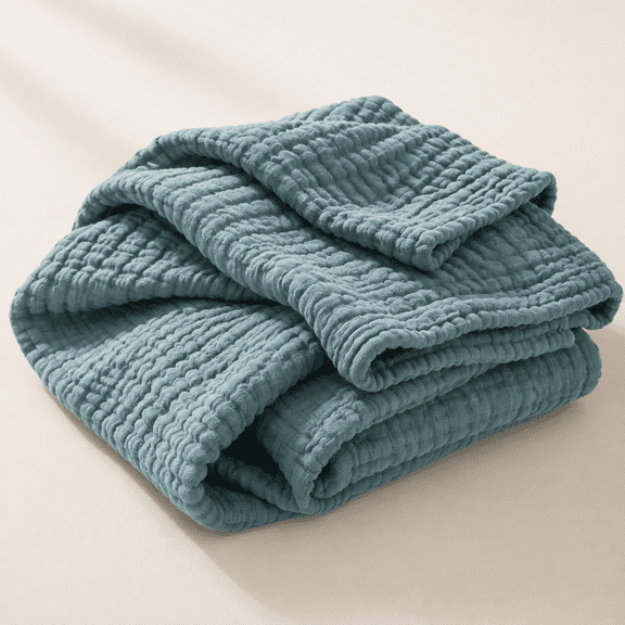 Muslin Blankets For Adults Throw Blanket Couch Breathable Gauze Soft Lightweight Airy Teal 50"x60"