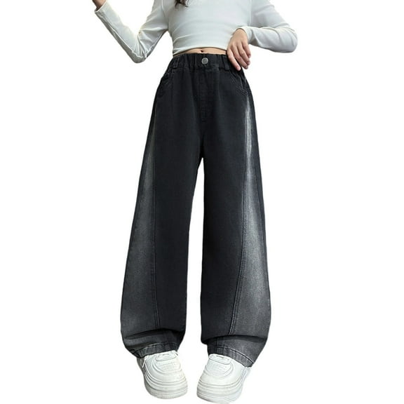 Girls Baggy Jeans Elastic Waist Wide Leg Baggy Pants Pants for Teen Girls Girls Clothes Size