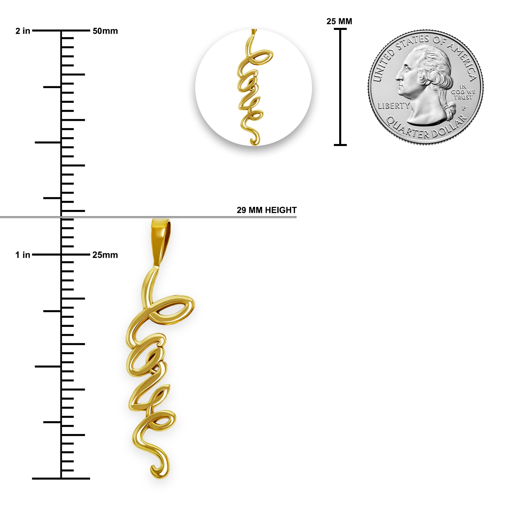Charm America Gold Vertical Love 10K Solid Gold, 1.12 oz