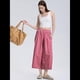 thumbnail image 5 of Pantalones Palazzo de Algodón A Cuadros para Mujer, Cintura Elástica, con Bolsillos, para Verano Rojo XL, 5 of 8