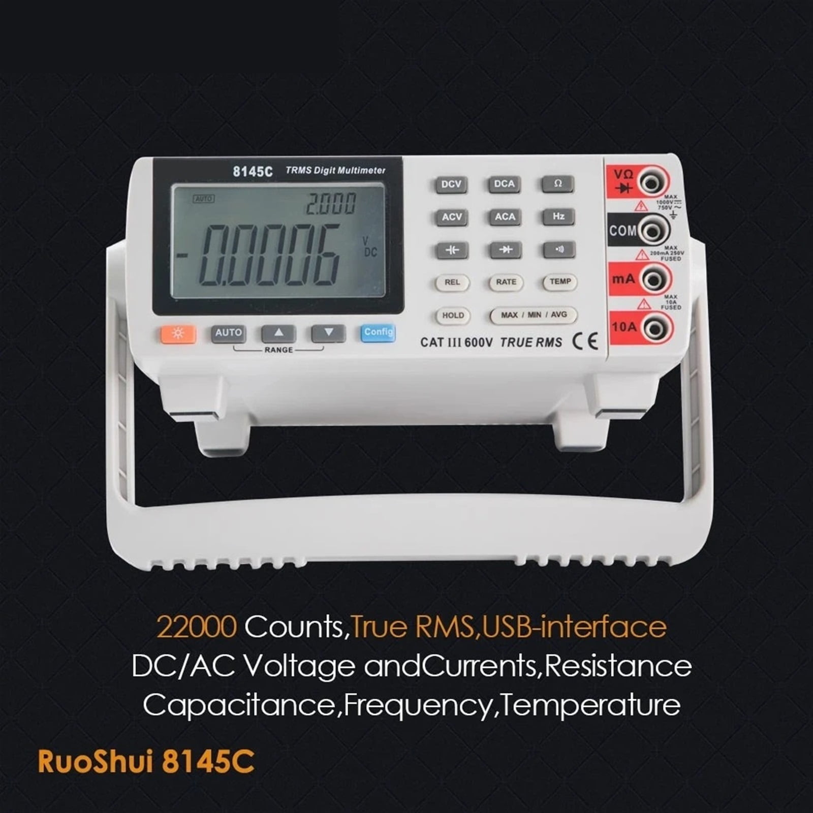 8145C Digital Multimeter 22000 Counts Bench Top True RMS 1000V 10A Desktop Multimetro Tester Volt Amp Ohm Capacitance Hz ,High Accuracy