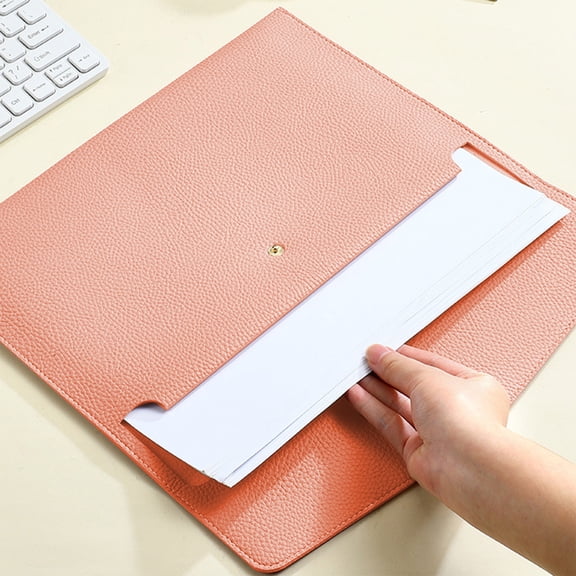 Elainilye Waterproof Document Holder Leather File Folder with Removable Hand Strap Envelope Case Bag for Office School Document Storage and Organization Travel