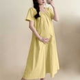 thumbnail image 3 of Bixock Summer Maternity Dresses for Women,Casual Dress for Maternity Round Neck Short Sleeve Solid Color Maternity Dress Loose Casual Soft Fabric Lightweight Dresses, 3 of 6
