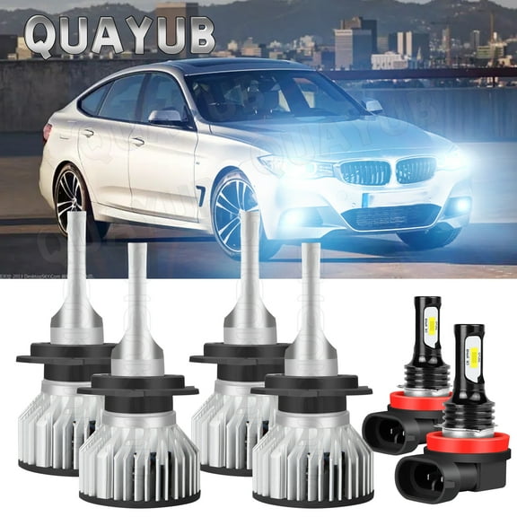 For BMW 328i 2007 - 2016 6x Bulbs LED Headlights Hi/Low Beams   Fog Lights Combo
