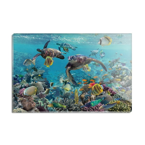Ocean Coral Reef Sea Turtles Diving Rectangle Acrylic Fridge Refrigerator Magnet