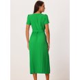 thumbnail image 4 of DARING DIVA Wrap V Neck Flowy Pleated Midi Dress M Green, 4 of 6