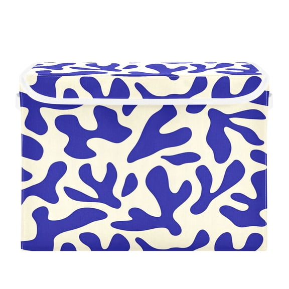 Storage Box With Lid 16.5x12.6x11.8In Foldable Stacked Household Storage Box Beautiful Blue Pattern
