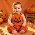thumbnail image 4 of KAUOD Halloween Baby Boys Girls Outfit New Born Pumpkin Face Patch Bubble Romper Toddlers Jumpsuit Halloween Outfits Cute Clothes, 4 of 4