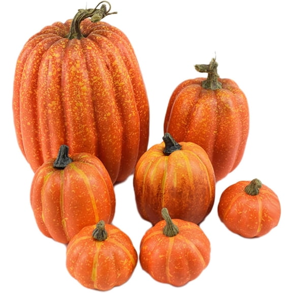 7Pcs Carvable Foam Pumpkins - Fall Artificial Harvest Faux Foam Pumpkins For Autumn Season Halloween Thanksgiving Holiday Season Festive Tabletop Decoration Halloween Party Favors