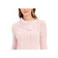 thumbnail image 2 of Charter Club Women's Patchwork Stitch Asymmetrical Collar Sweater Pink Size Medium, 2 of 3