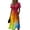 Yellow-B#6226, variant on AHMOMEI Women's Maxi Dresses Summer Beach Vacation Wrap V Neck Swing Dress Trendy Loose Tie-Dye Short Sleeved Dress