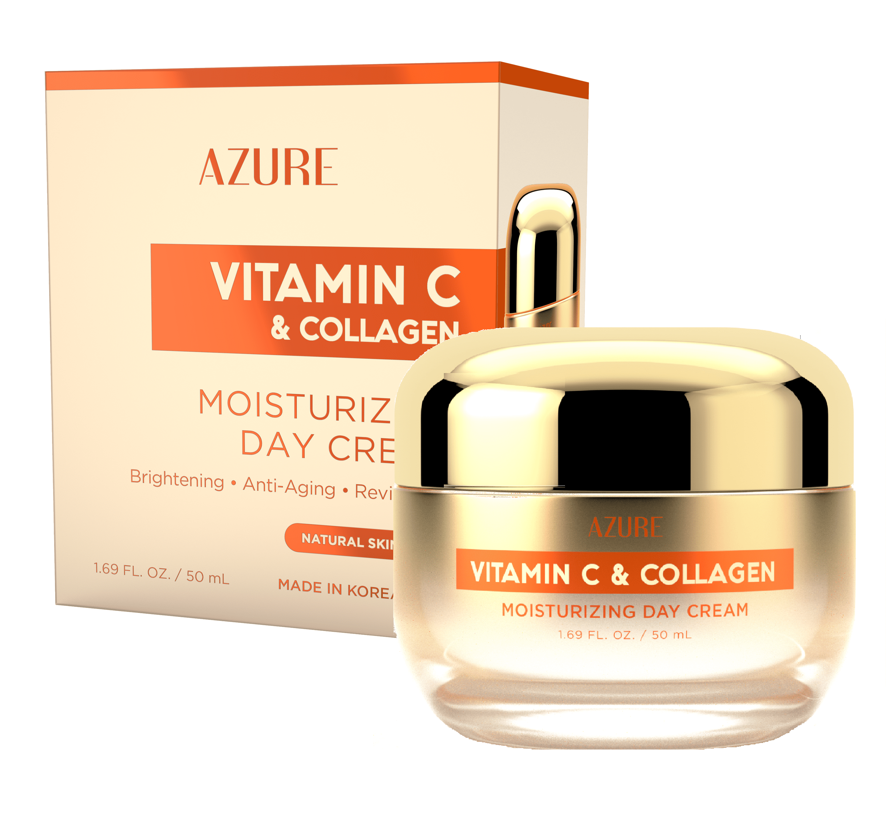 AZURE Vitamin C & Collagen Moisturizing Day Cream - Aging, Revitalizing & Brightening Moisturizer - Reduces Fine Lines & Wrinkles, Diminishes Signs of Aging - Skin Care Made in Korea - 50mL - Walmart.com