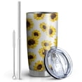 thumbnail image 2 of 20 Oz White Sunflower Coffee Tumbler Double Wall Insulated Stainless Steel Water Bottle | Metal Reusable Thermoses Flask with Cup Cap | Leak & Sweat Proof with Anti-Dust Lid, 2 of 7