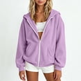 thumbnail image 6 of ITSAME Girls Hooded Zip-Up Jacket Long Sleeve Solid Color Fall Winter Comfy Casual Coat Purple Size 14, 6 of 10