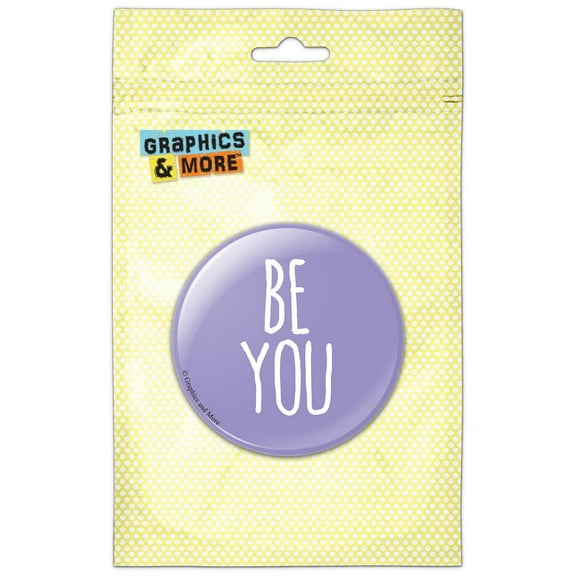 Be You Positive Happy Script on Lavender Pinback Button Pin Badge