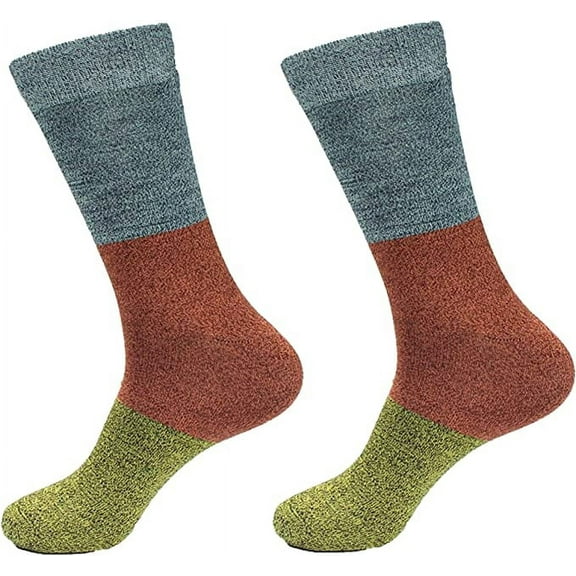 BambooMN Women's Rayon from Bamboo Fiber Classic Casual Crew Vintage 3 Color Stripe Socks - 2 Pair Value Pack