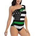 thumbnail image 3 of Sikiie American Flag Print Women One Piece Swimsuits Tummy Control One Shoulder Bathing Suits Ruffle Swimwear, From S to XXL-XX-Large, 3 of 6