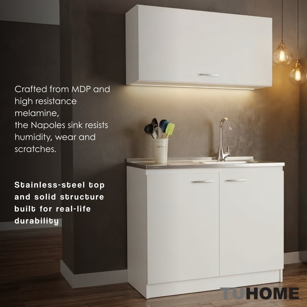 TUHOME Napoles 39" Utility Sink with Cabinet, Stainless Steel Laundry Sink