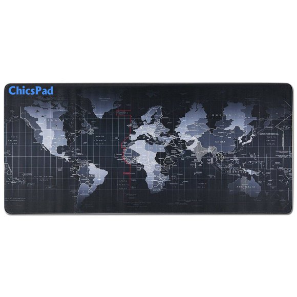 ChicsPad Extended XXL Gaming Mouse Pad - Portable Large Desk Pad - Non Slip Water Resistant Rubber Base, World Map,Gaming Mouse Pad Keyboard Pad. Large Area for Keyboard and Mouse.