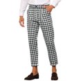 thumbnail image 4 of Lars Amadeus Plaid Dress Pants for Men's Slim Fit Houndstooth Cropped Pants, 4 of 5