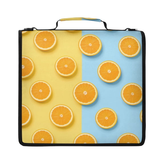 Zipper Binder with Shoulder Strap 2 inch 3 Ring Waterproof File Folder Organizer Bag 500 Sheet Pattern Of Fresh Orange Slices