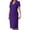 Purple, variant on Women's Plus Size V-Neck Ruched Bodycon Dress, Elegant Short Sleeve Wrap Work Dress, Business Casual Knee Length Sheath Dress, Slimming Side Slit Formal Party Dress