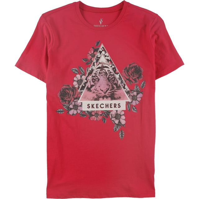 Skechers Womens Tiger Floral Graphic T-Shirt, pink, XS