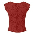 thumbnail image 4 of PMVFHDE Ladies Fashion Lace V Neck T Shirt for Occasions - Elegant Stylish and Comfortable Top for Women Wine,L, 4 of 4