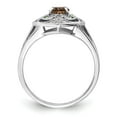 thumbnail image 5 of Auriga Fine Jewelry 925 Sterling Silver Rhodium Oval Smoky Quartz & Diamond Ring for Women Size- 7, 5 of 6