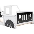 thumbnail image 5 of Platform Bed, Twin Size Classic Car-Shaped Wooden Platform Bed with Wheels/Headboard/Footboard/Doors/Windows, 5 of 7