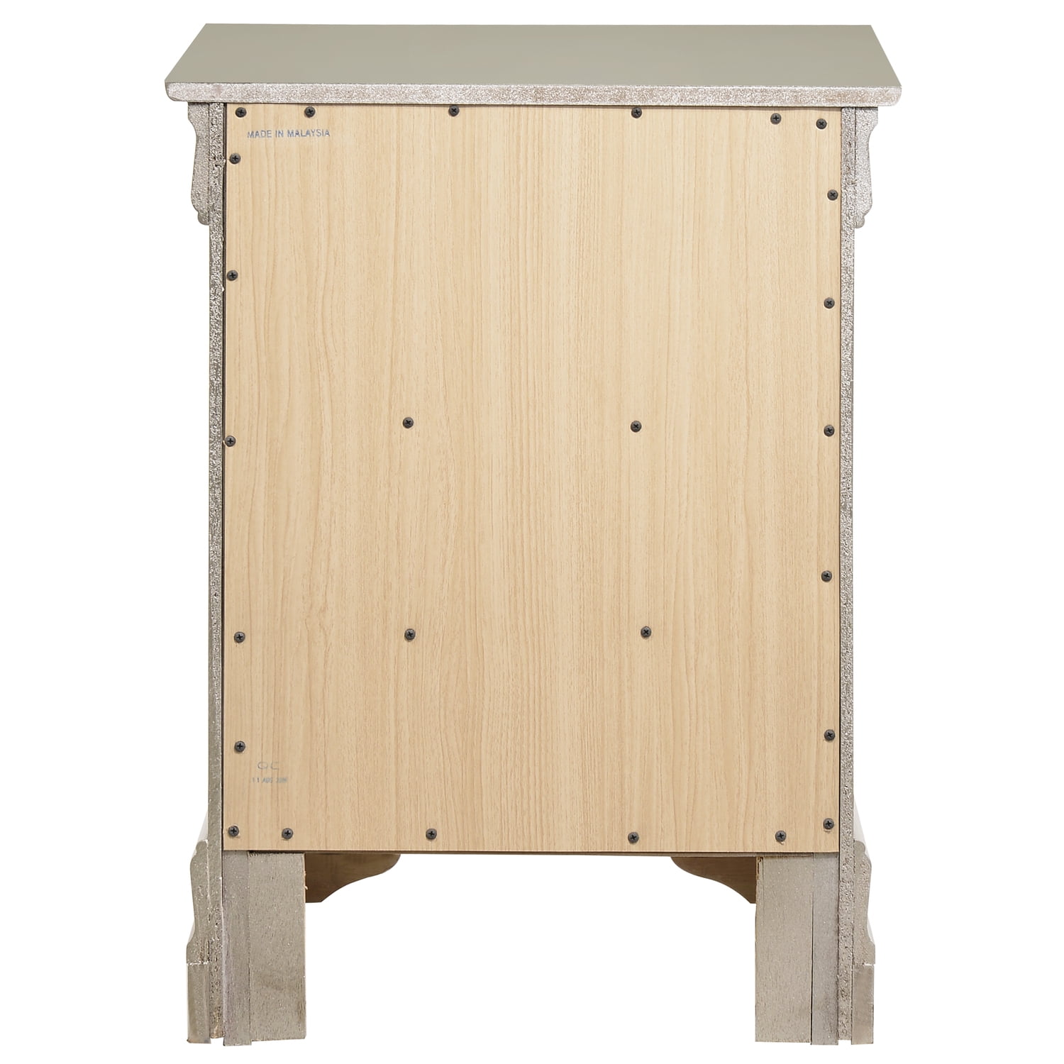 Glory Furniture Louis Phillipe 3 Drawer Nightstand in Silver Champagne
