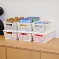 thumbnail image 4 of Small Plastic Storage Basket with Lid Handle 7x10.9x4 in Cream White 6 Pack, 4 of 9