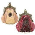 thumbnail image 3 of Guardurnaity Bolso de mano de fiesta con bordado de cuentas antiguas para mujer, bolso de mano de fiesta vintage, bolso de noche con lentejuelas, Bolsas de mensajero y de hombro burdeos, 3 of 6