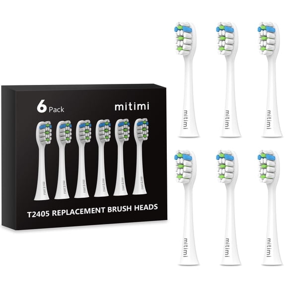 T2405 Replacement Toothbrush Head, 6 Pcs Brush Heads Compatible with All Click-on Handles, Soft and Comfortable Brush Filament