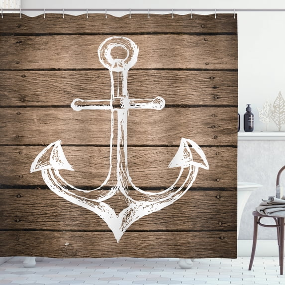 Ambesonne Brown and White Shower Curtain, Rustic Planks, 69"Wx84"L, Taupe Coconut