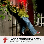 Haunted Hill Farm 4.4 ft Voice-Sensor Impaled Zombie Halloween Animatronic, HHIMPZOMB-1FLSA